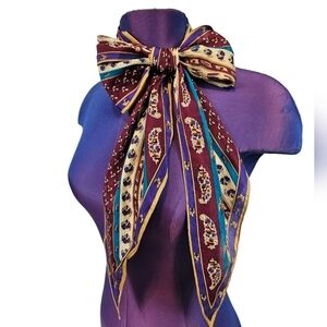 Vintage Liz Claiborne Geometric‎ Pointed Silk Ascot Scarf Headband Belt